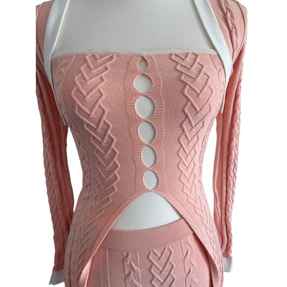 Nana Jacqueline Kelli Knit Set in Peach Small New Womens Skirt Top Outfit - Picture 6 of 14